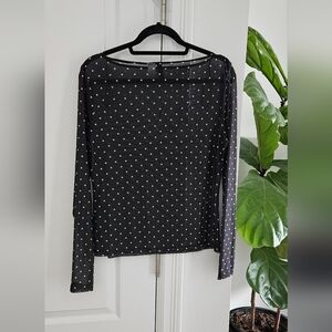 Black Polka Dot Sheer Women's Top